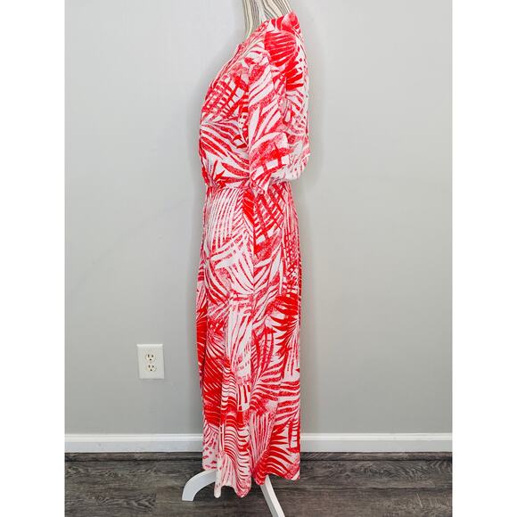 Vintage 80s Floral A-Line Midi Dress Women Size Small Button Up Pockets Femme - Picture 5 of 9